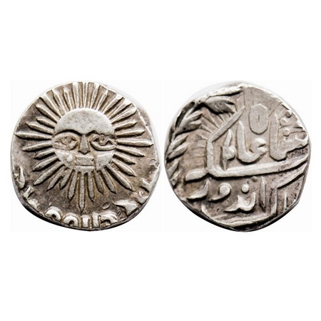 Indore, Silver ½ Rupee, 5.55g, Shivaji Rao, Indore Mint, 1953 in the name of Shah Alam II,
