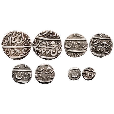 Jaisalmir, Silver, (4 Coins), Rupee, ½ (2) & 1/8 Rupee (4 Coins), Ranjit Singh, in the nam