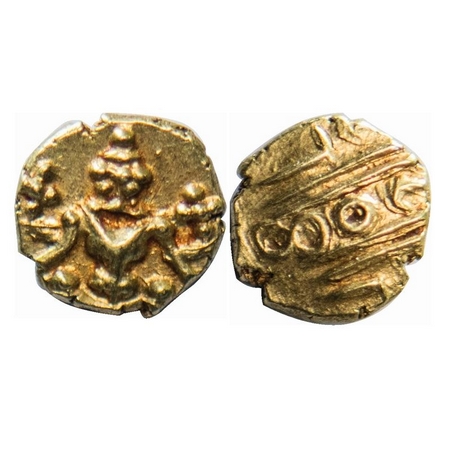 Mysore, Gold Fanam, 0.40g, Kanthirava Narasaraja Wodeyar (c.1638-1662 AD), Obv: Narsimha s