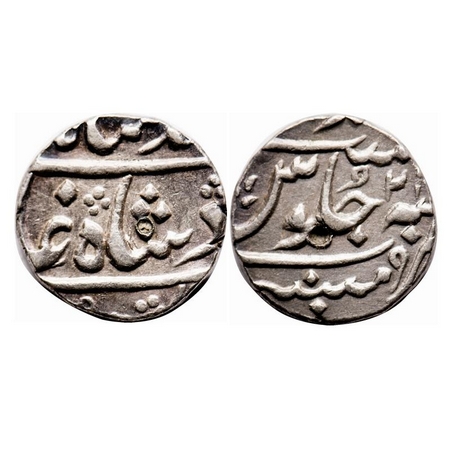 Bombay Presidency, Silver 1/2 Rupee, 5.77g, Mumbai Mint, in the name of Muhammad Shah, 21 