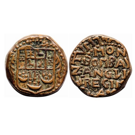Bombay Presidency, Copper Pice (Copperoon), 13.91g, (1674), Obv: (HON : SOC : ANG : IND : 
