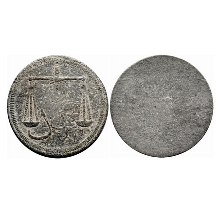 Bombay Presidency, Lead Uniface Trial, 1 1/2 (6 Reas), 9.07g, (1791 AD issue). Obv: blank,