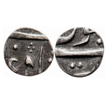 Bombay Presidency, Silver 1/16 Rupee, 0.68g, Surat Mint,(1800-1815 AD), in the name of Sha