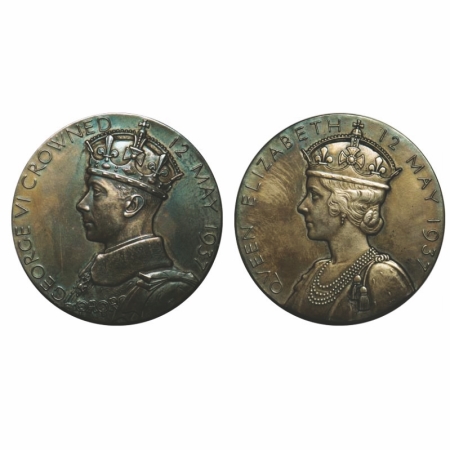 George VI & Queen Elizabeth , Silver, 85.95g, Coronation Medal, 12th May 1937, Obv: crowne