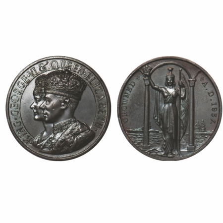 George VI & Queen Elizabeth, Copper, 46.6g, Coronation Medal, Obv: conjoined busts of the 