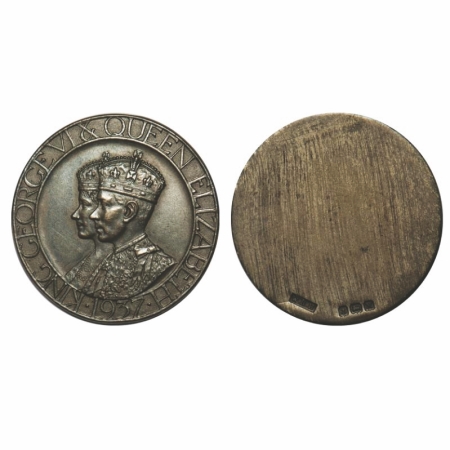 George V1 & Queen Elizabeth, Silver, 14.42g, Coronation Medal, 1937, Uniface, Obv: crowned