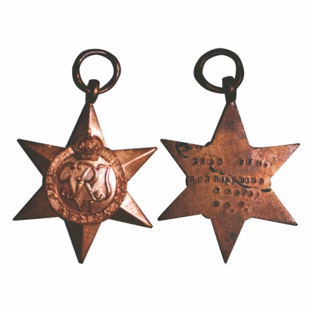 George VI, Bronze Medal, 17.95g, Africa Star 1940-1943, awarded to 2683 RFN. HUSHIAR SINGH