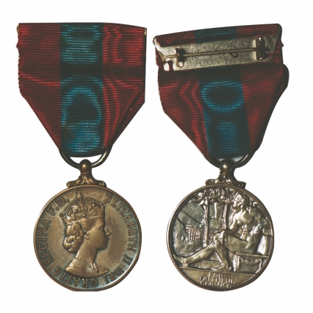 Elizabeth II, Silver, 30.60g, (1954) Imperial Service Medal, Obv: crowned bust of Queen El