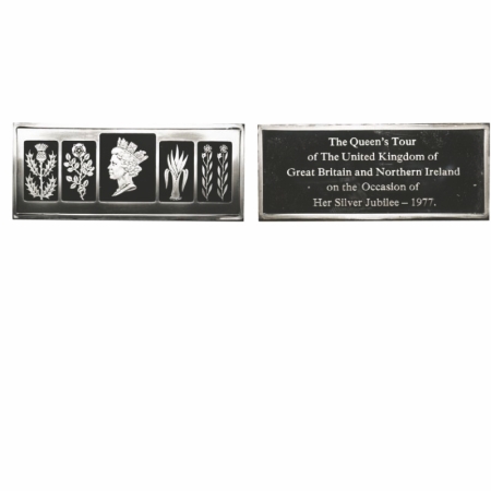 Elizabeth II, proof silver ingot, 93.37g, Silver Jubilee 1977, Danbury Mint, for the Queen