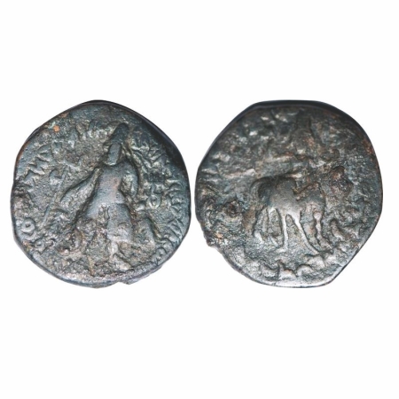 Kushan, Wima Kadphises, Copper Tetradrachm, 16.70g, 26.10x25.65mm, (Kashmir Series), Obv: 