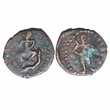Kushan, Huvishka. Circa 152-192 AD. Copper Tetradrachm, 5.33g, 21.68x23.51mm, Obv: PAO NAN