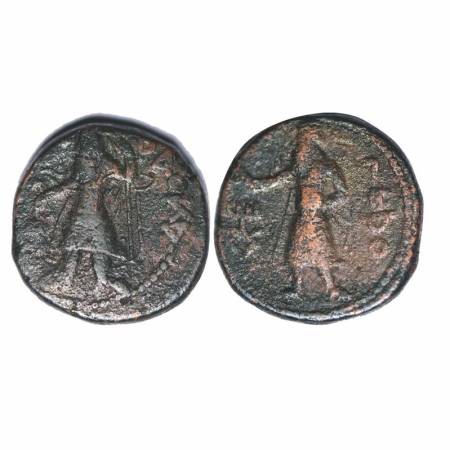 Kushan, Kanishka, Copper, 16.93g, 25.20x25.27mm, Obv: King facing left , wearing tunic and