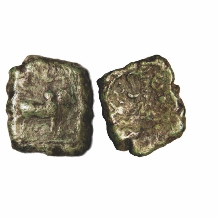 Western Kshatrapas, Jayadaman (c. 100-120 AD), Square Copper, 2.04g. 13.16x11.51mm, Obv: B