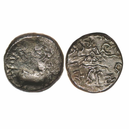 Western Kshatrapas, Kardamaka Family, Potin, 2.58g, 14.08x14.41mm, 'Bull' type coin of Rud