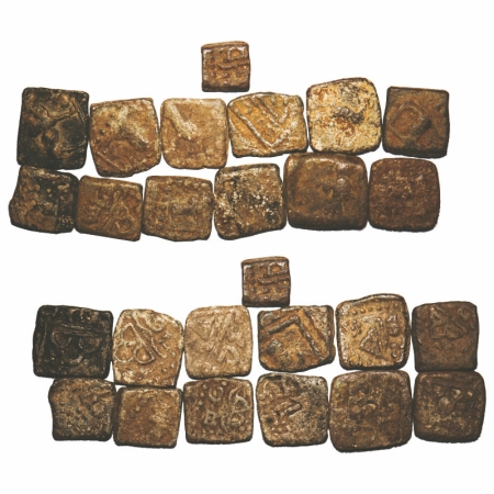 Western Kshatarapas, Lead Units (13 Coins) Different date & type of Bull, Rudrasen III (27