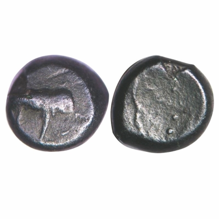 Western Kshatrapa, Anonymous: Arsenical copper, 1/2 unit, 1.50g, 9.80x10.45mm, Obv: Elepha