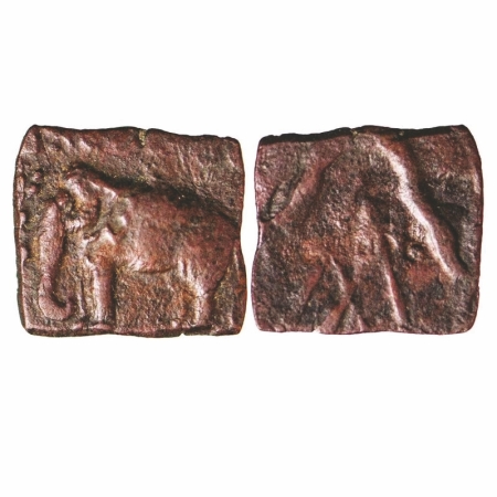 Sangam Age, Pandyas, Copper Unit, 2.09g, 16.34x17.93mm, Obv: Elephant walking to left abov