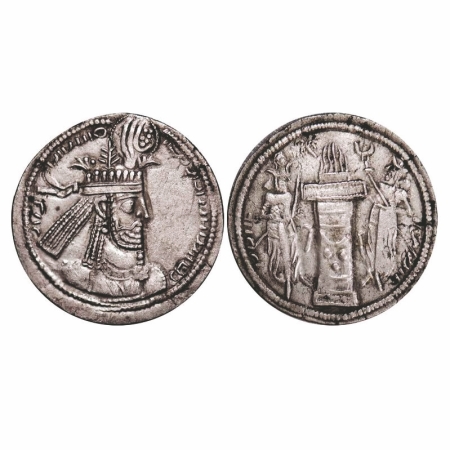 Sassanian Empire, Narseh (AD 293-302), AR Drachm nd. 3.32g, 25.73x25.77mm, Obv: 1st crown;