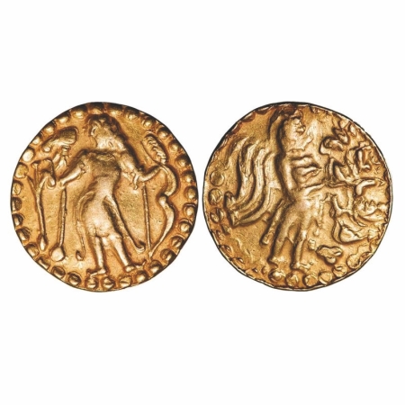 Post-Gupta, East Bengal Samatata region (c. 675-700), Gold Dinar, 6.09g, 19.65mm, copying 