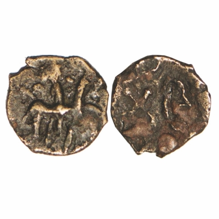 Western Maharashtra, 'horseman' type coin of alloyed copper (7th-8th Century AD), 0.93g, 1