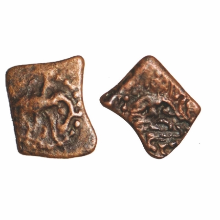 Rashtrakutas, Copper, 0.44g, 10.28x8.11mm, Anonymous, Obv: An Elephant with a rider at top