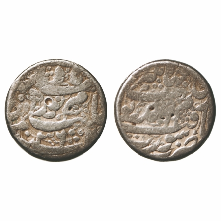 Jahangir with Noor Jahan Begum, Silver Rupee, 11.20g, Surat Mint, AH 1036 / (21) RY, Poeti
