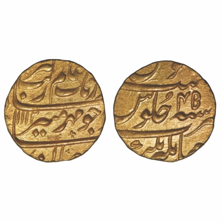 Aurangzeb, Gold Mohur, 11.03g, Jahangirnagar Mint, AH 1112 / 45 RY. KM 315.23. Brilliant U
