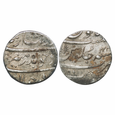 Aurangzeb, Silver Rupee, 11.52g, Surat Mint, AH 1111 / 44 RY, a different flower mint mark