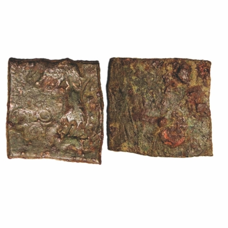 Punch Marked, Eran-Vidisha Region, Copper Karshapana, 6.84g, 24.29x23.21mm, Obv: Horse, El