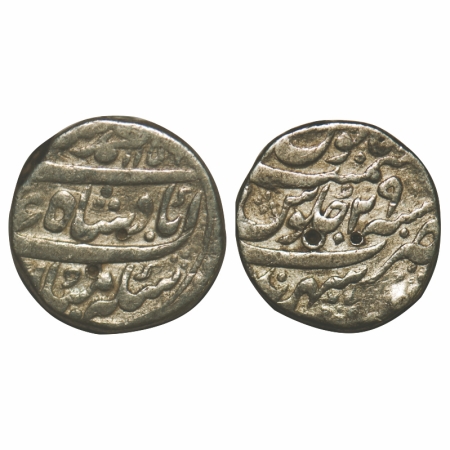 Muhammad Shah, Silver Rupee, 11.22g, Sahrind Mint, AH 1159 / 29 RY. KM 436.54. Test marks,