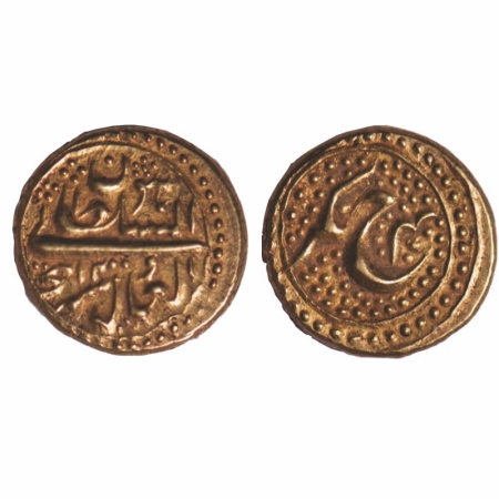 Mysore, Gold Pagoda/Sultani, 3.43g, Tipu Sultan, Nagar Mint, AH1200 / 4 RY. Obv: legends a
