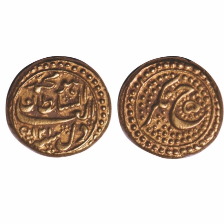 Mysore, Gold Pagoda/Sultani, 3.42g, Tipu Sultan, Nagar Mint, AM 1215 Retro / 5 RY. Obv: le