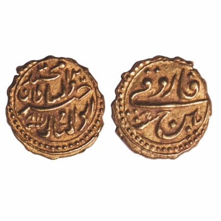 Mysore, Gold Pagoda, 3.40g, Tipu Sultan, Patan Mint, AM 1218 Retro / 8 RY. Obv: Huwas sult
