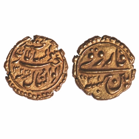 Mysore, Gold Pagoda, 3.42g, Tipu Sultan, Patan Mint, AM 1223 Retro / 13 RY Retro. Obv: Huw