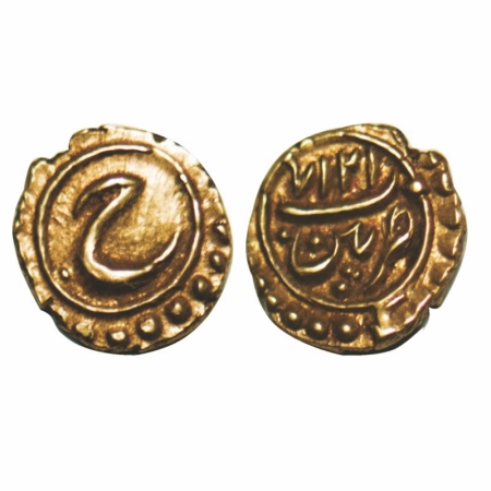 Mysore, Gold Fanam, 0.38g, Tipu Sultan, Patan Mint, AH 1217 Retro, Obv: Persian 'He', Rev: