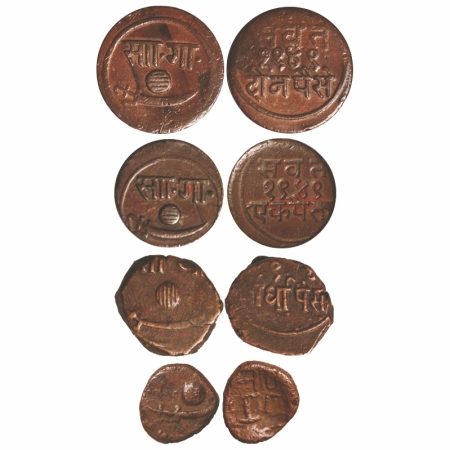 Baroda, Copper (4 coins), Sayaji Rao III (AH 1292-1357 / 1875-1938 AD), ¼ Paisa (Rev uncle