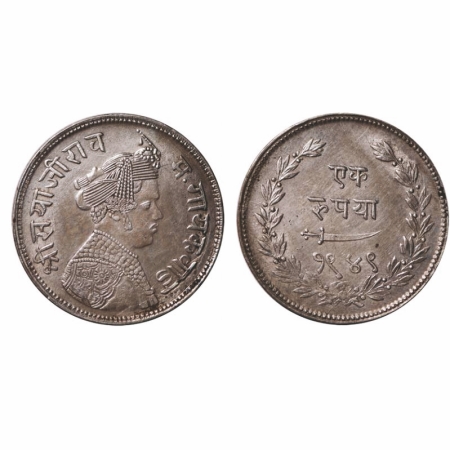 Baroda, Silver Rupee, 11.33g, Sayaji Rao III (AH 1292-1357 / 1875-1938 AD), VS 1949, Mille