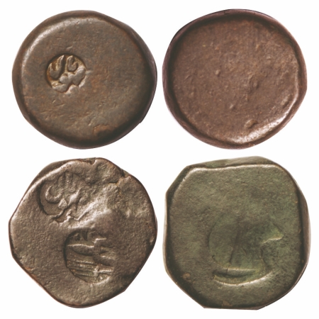 Bhopal, Copper Paisa (2 Coins), 16.06 & 16.11g, Anonymous Issues, Bhopal Mint, Punch overs