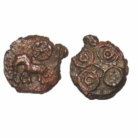 Kaushambi Region, Cast Copper, 1.28g,11.70x12.80mm, Obv: Elephant walking to left above wh