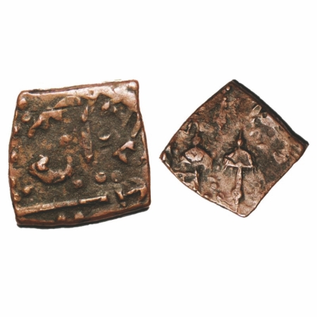 Lunawada, Copper Paisa , 7.40g, Dalel Singhji, two umbrella type, KM Unlisted. About Very 
