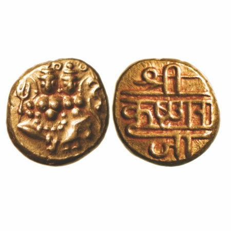 Mysore, Gold Pagoda, 3.42g, Krishna Raja Wodeyar (AH 1225-1285, 1810-1868 AD), Obv: Shiva-