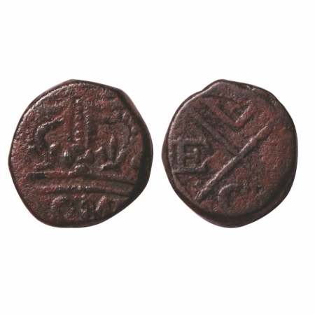 Bombay Presidency, Copper Double Pice, 10.15g, Obv: Balemark, Rev: GR Crown BOMB. F. Prid 