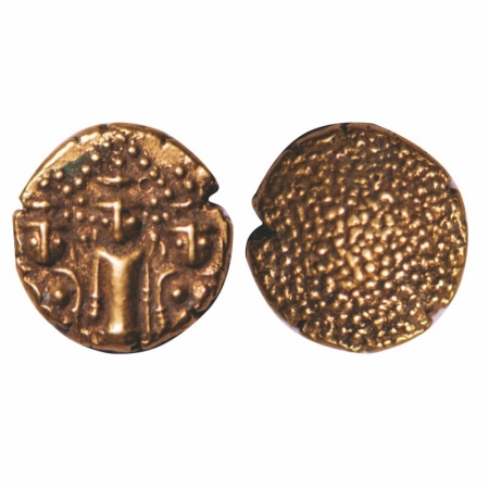 Madras Presidency, 3 Swami Gold Pagoda, 3.42g, Obv: Vishnu as Venkateshwara and his two wi