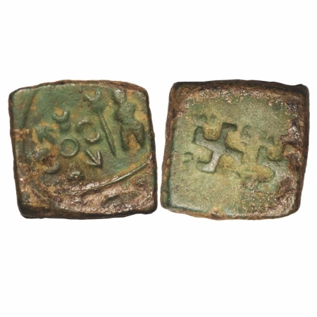 Saurashtra (Gujarat), c. 50 BC, Copper, 5.81g, 22.07x20.94mm, anonymous, uninscribed, typi