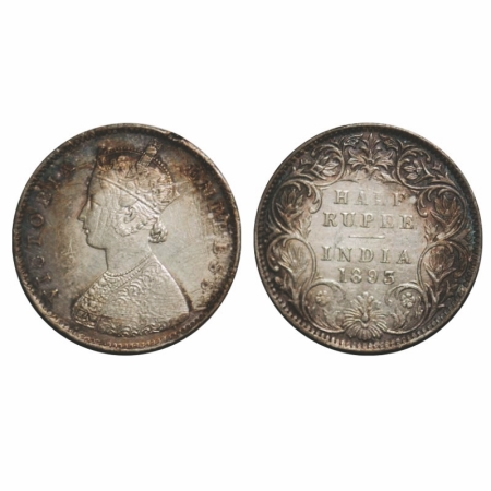 Victoria Empress, Silver, Half Rupee, 1893, Bombay mint, A/I, 'B' incused, The Queen's jab