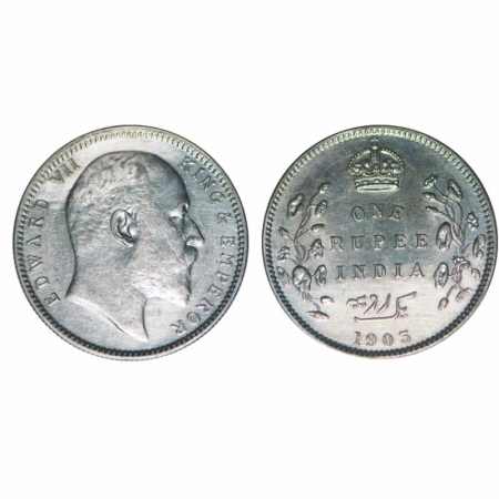 Edward VII, Silver, Rupee, 1903, Calcutta mint, No mint mark, Error, 3 Diamonds in Urdu in