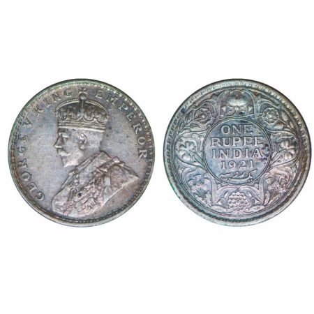 George V, Silver, Rupee, 1921, Bombay Mint, Dot. GK 1043. Extremely Fine. Scarce.