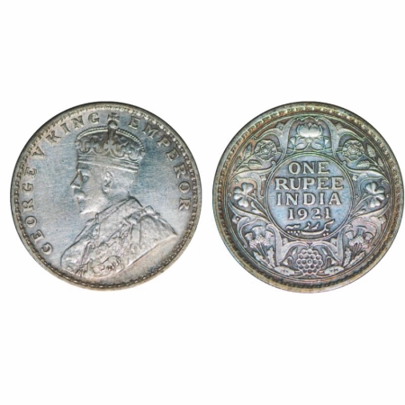 George V, Silver, Rupee, 1921, Bombay Mint, Dot. GK 1043. Very Fine+. Scarce.