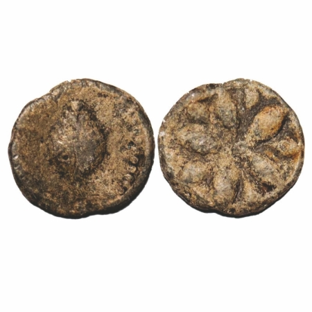 Mandsaur, Lead coin, 3.64g, 15.86x16.68mm, Uninscribed, Conch type, Obv: Stylised conch, R