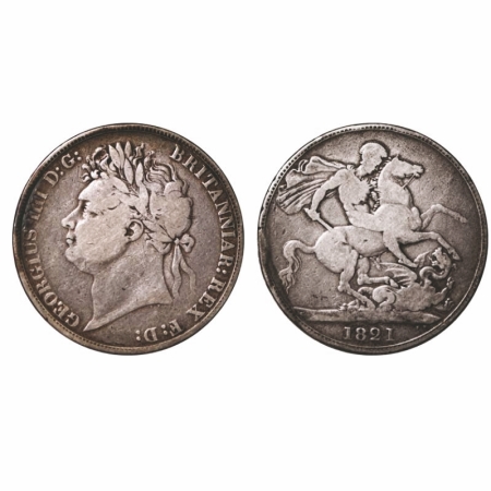 Great Britain, Silver Crown, 27.38g, 1821 AD, Obv: GEORGIUS IIII D: G: BRITANINIAR: REX F: